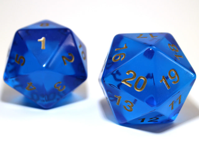 Chessex - CHX KOP18140 55mm Jumbo d20 Translucent Blue w/gold - Good Games