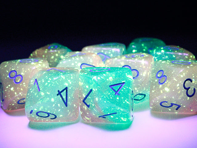 Chessex - Gemini Luminary d10 Dice 10-Piece Set - Gel Green-Pink/Blue - Good Games