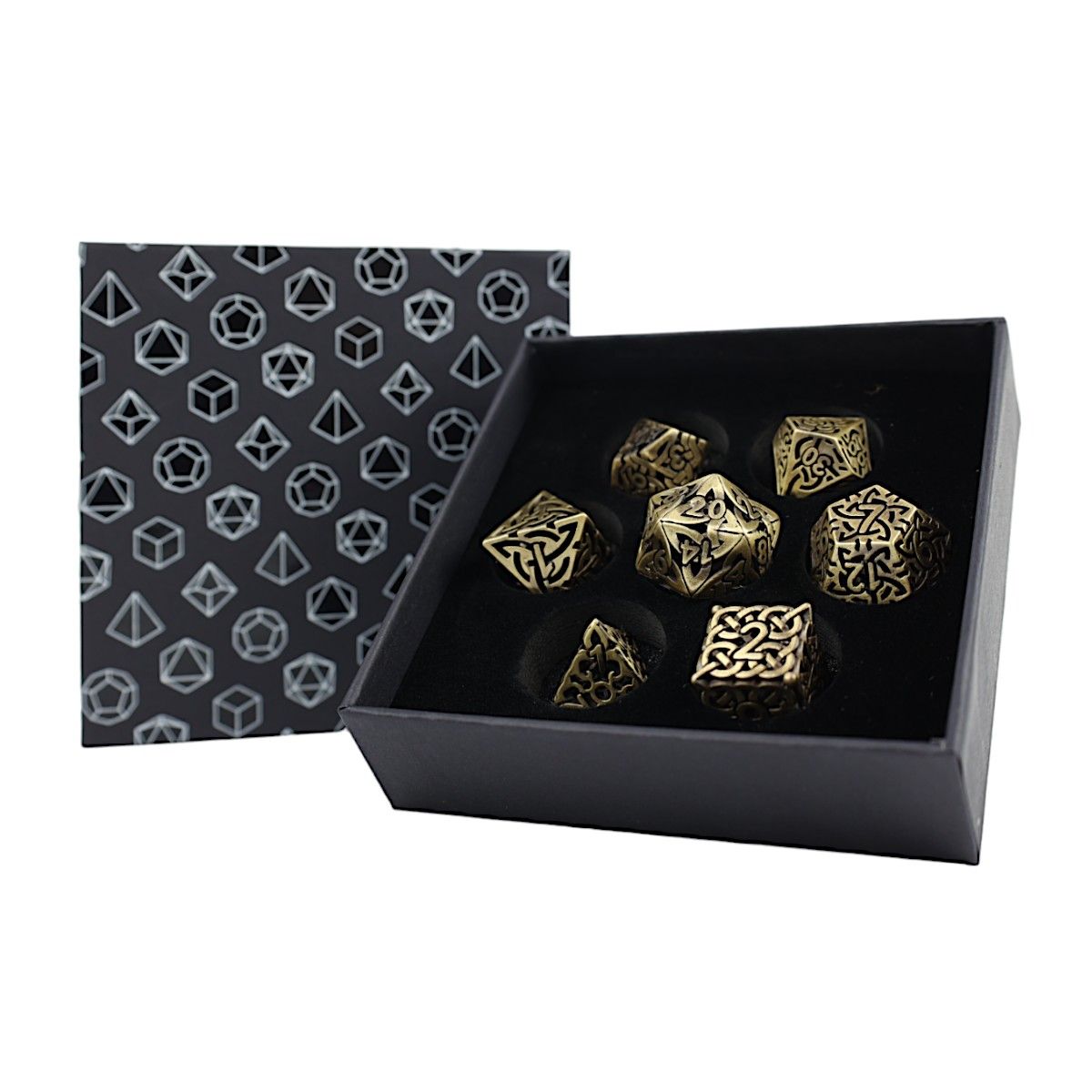 LPG Dice RPG Set Hollow Textures - Tarnished Gold - Good Games
