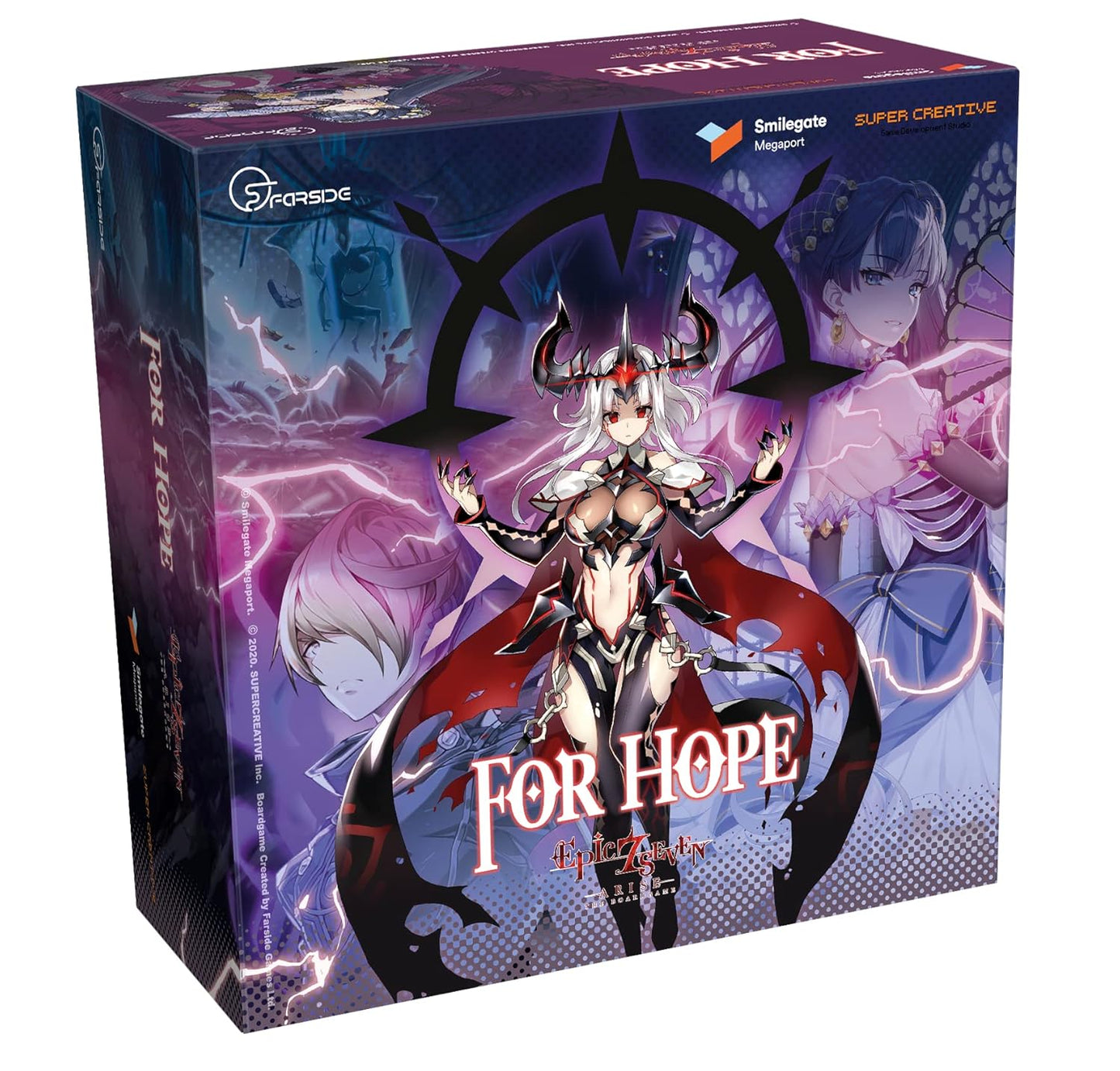 FOR HOPE Epic Seven board game box with anime art showing a dark fantasy female warrior and supporting characters