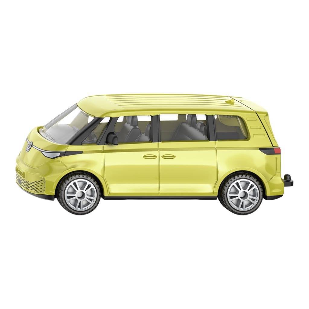Bright yellow toy van model (minibus style) shown in side profile