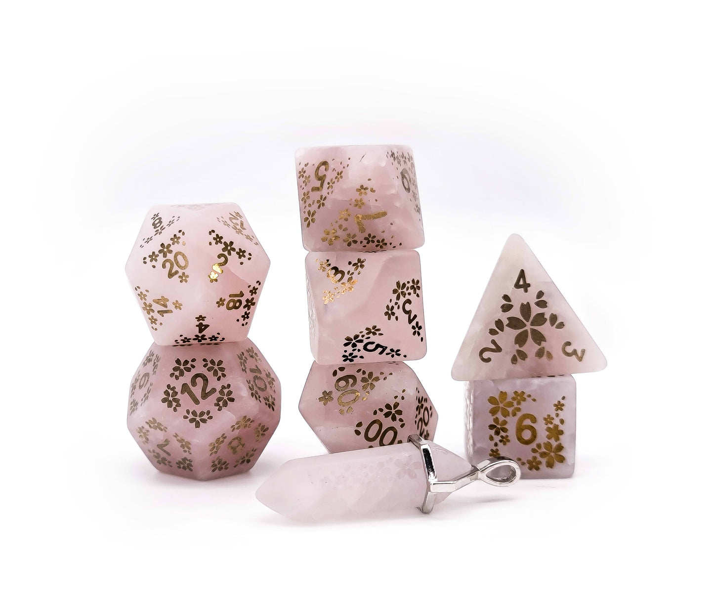 Level Up Dice - Ionized Gold Rose Quartz (Sakura) - Good Games