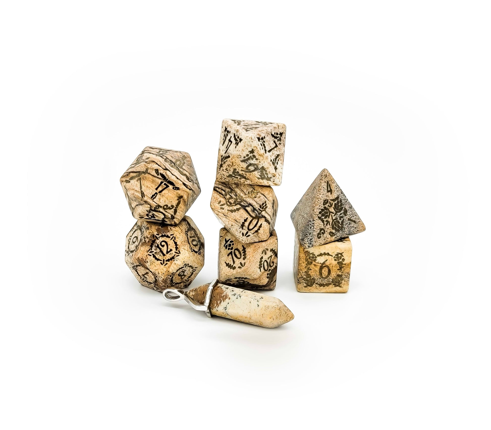 Level Up Dice - Gold Ionized Picture Jasper Arboretum - Good Games