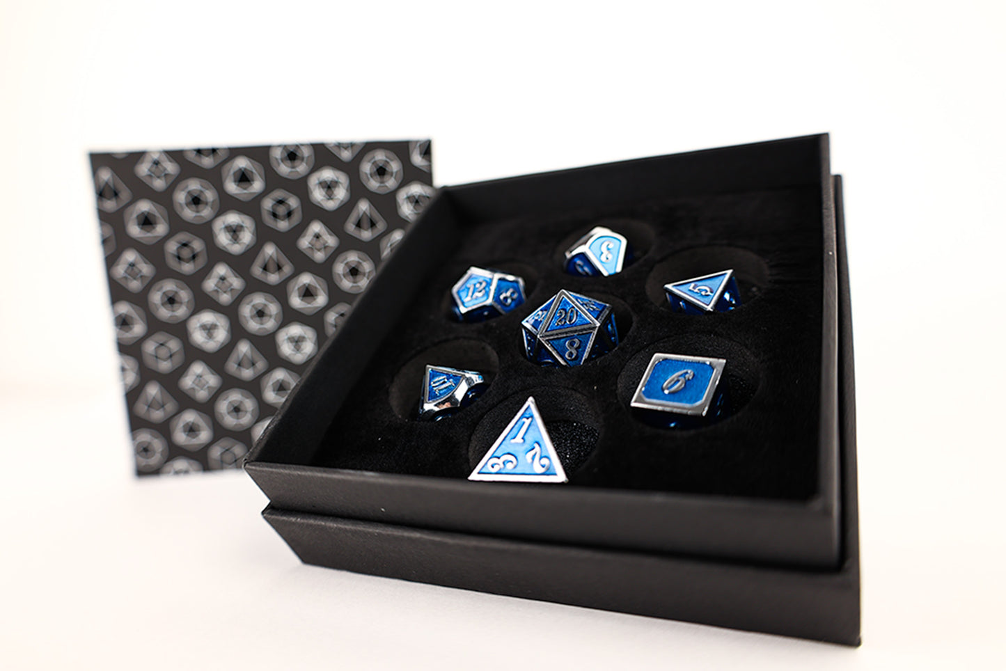 LPG Dice Set - Metal RPG Serif Blue/Silver - Good Games