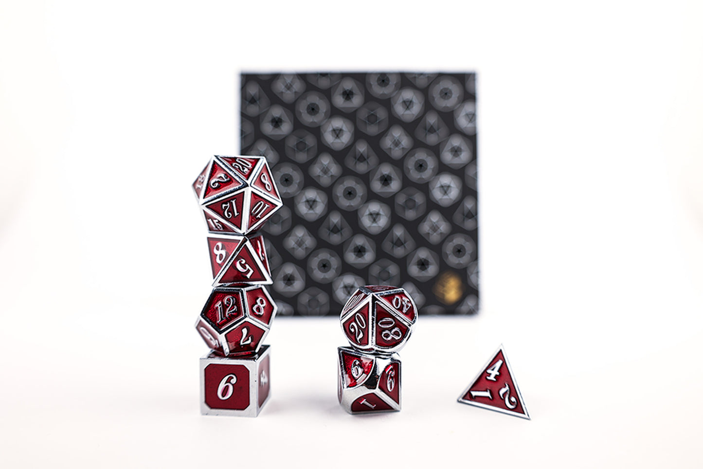 LPG Dice Set - Metal RPG Serif Red/Silver - Good Games