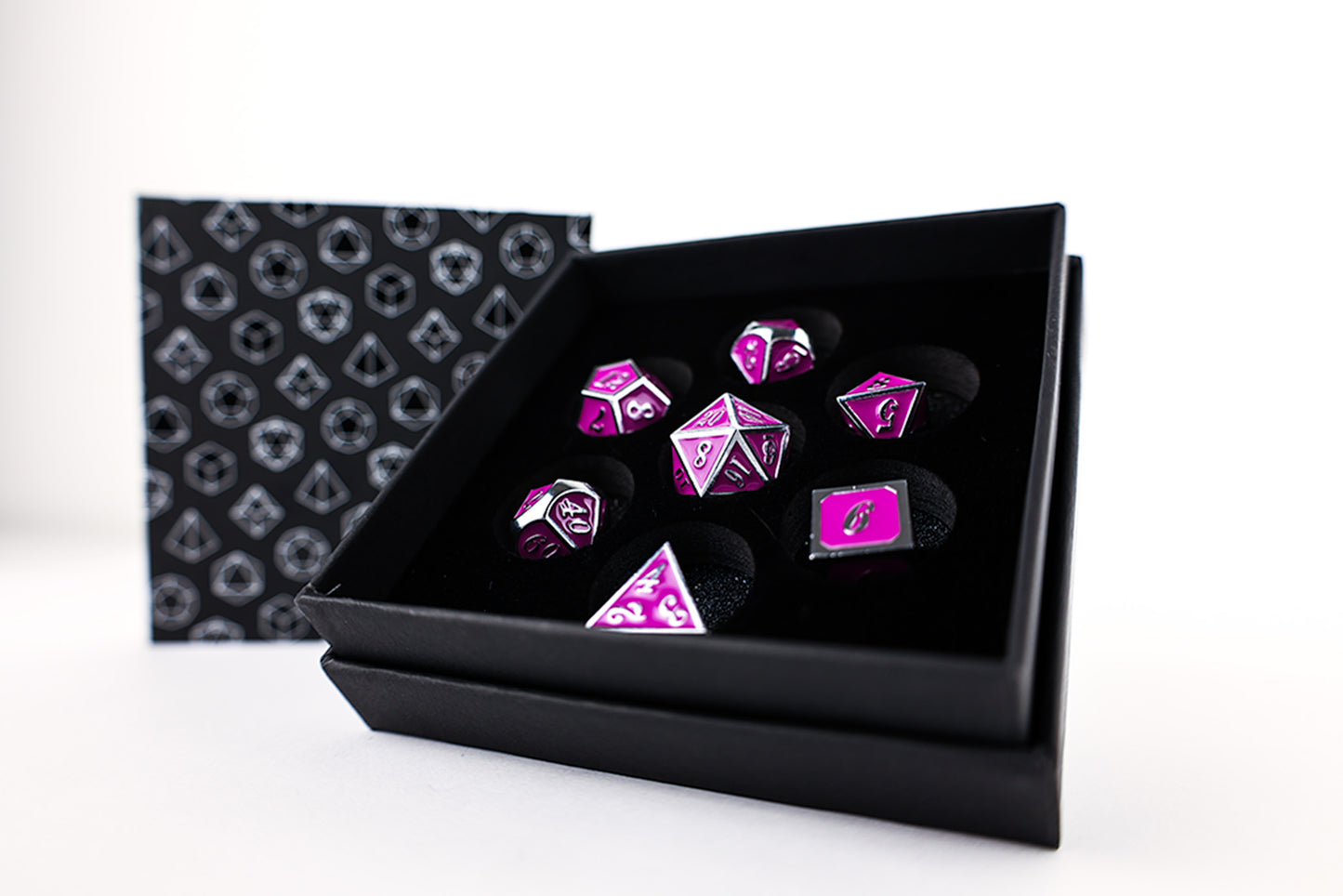LPG Dice Set - Metal RPG Serif Purple/Silver - Good Games