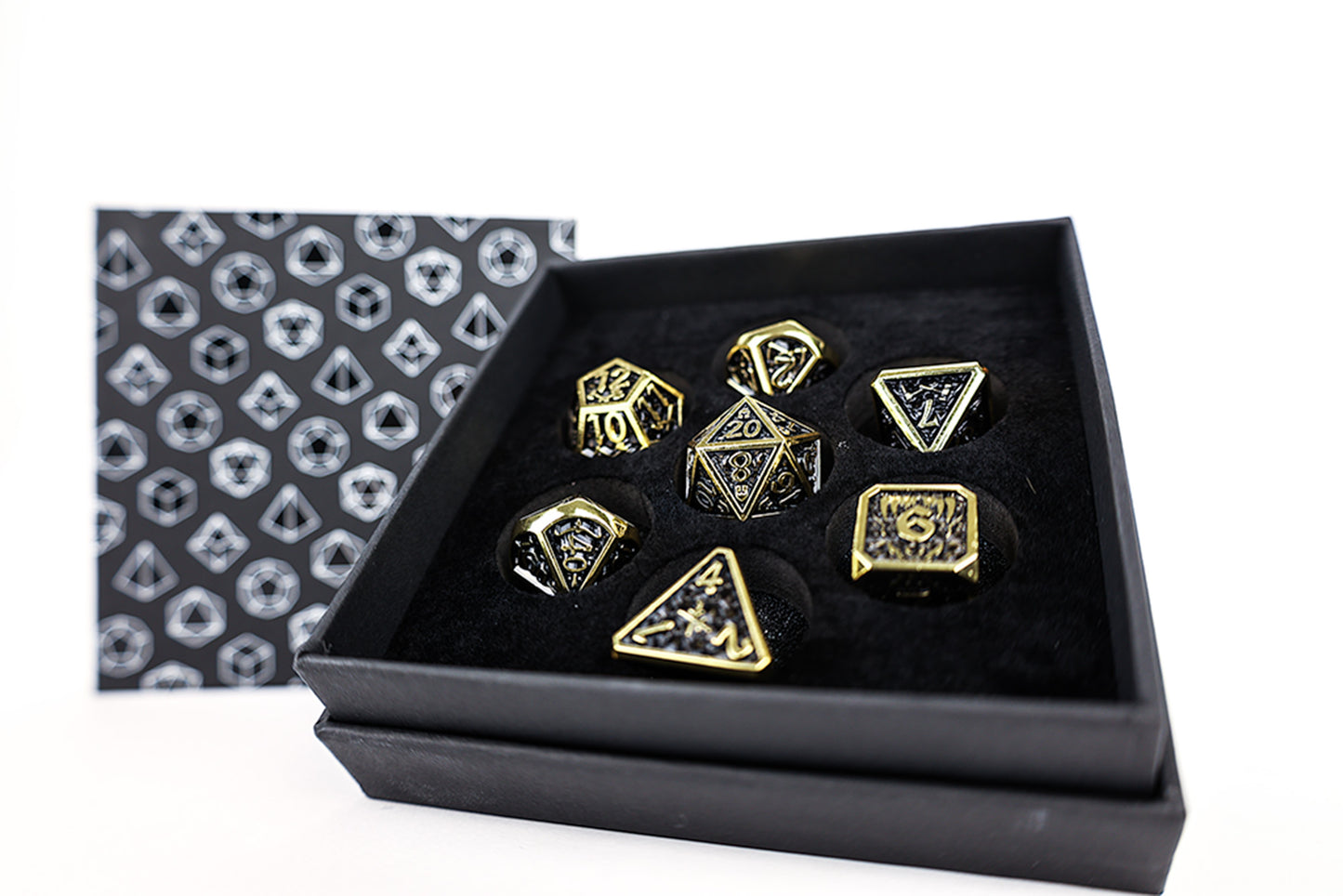 LPG Dice Set - Metal RPG Draco Bright Black/Gold - Good Games