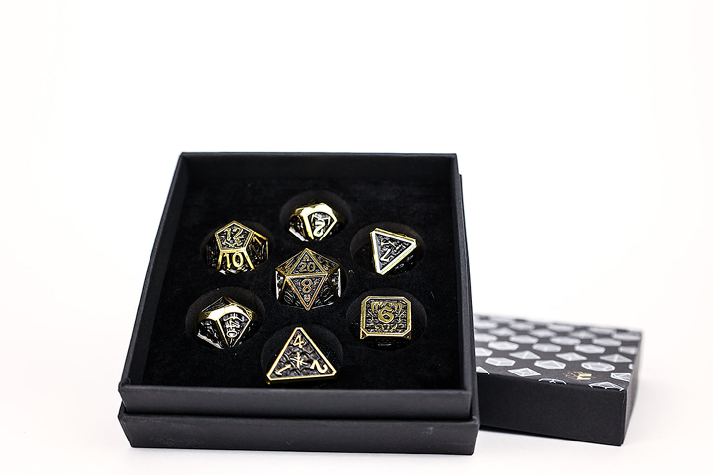 LPG Dice Set - Metal RPG Draco Bright Black/Gold - Good Games