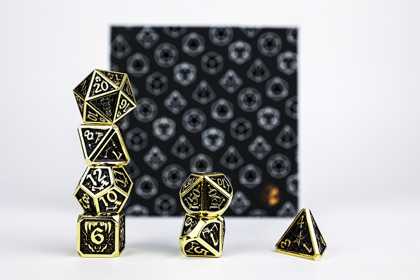 LPG Dice Set - Metal RPG Draco Bright Black/Gold - Good Games