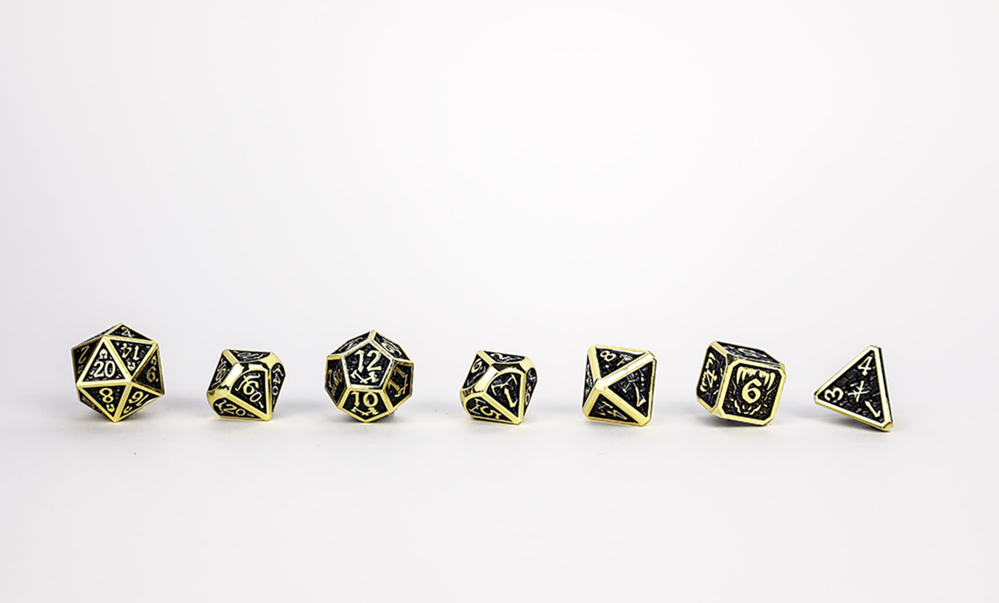 LPG Dice Set - Metal RPG Draco Bright Black/Gold - Good Games