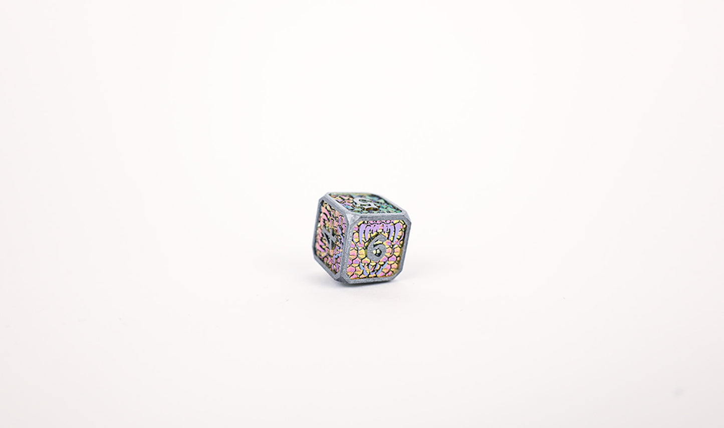 LPG Dice Set - Metal RPG Draco Bright Rainbow/Silver - Good Games