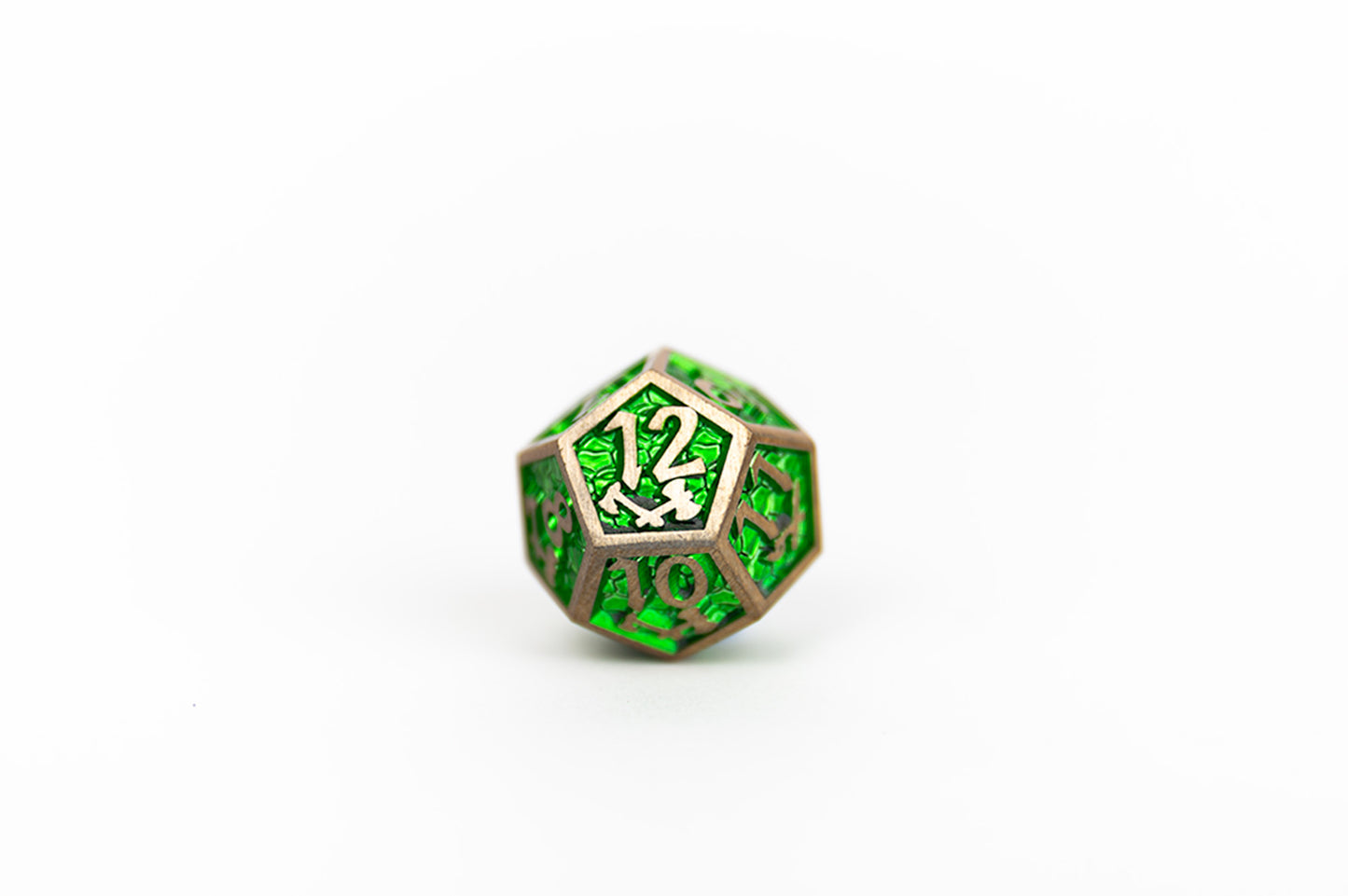 LPG Dice Set - Metal RPG Draco Bright Green/Brass - Good Games