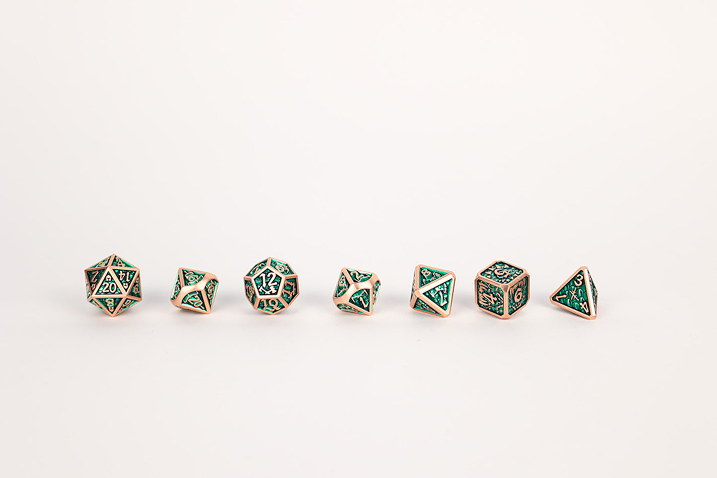 LPG Dice Set - Metal RPG Draco Dark Green/Brass - Good Games