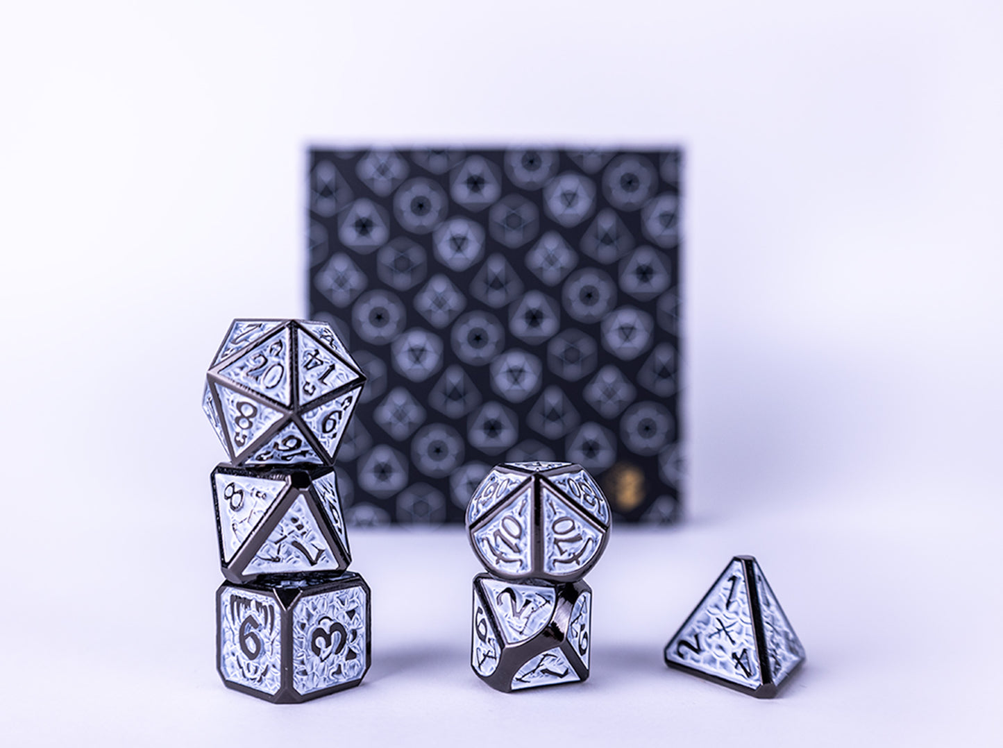 LPG Dice Set - Metal RPG Draco Dark Light Blue/Silver - Good Games