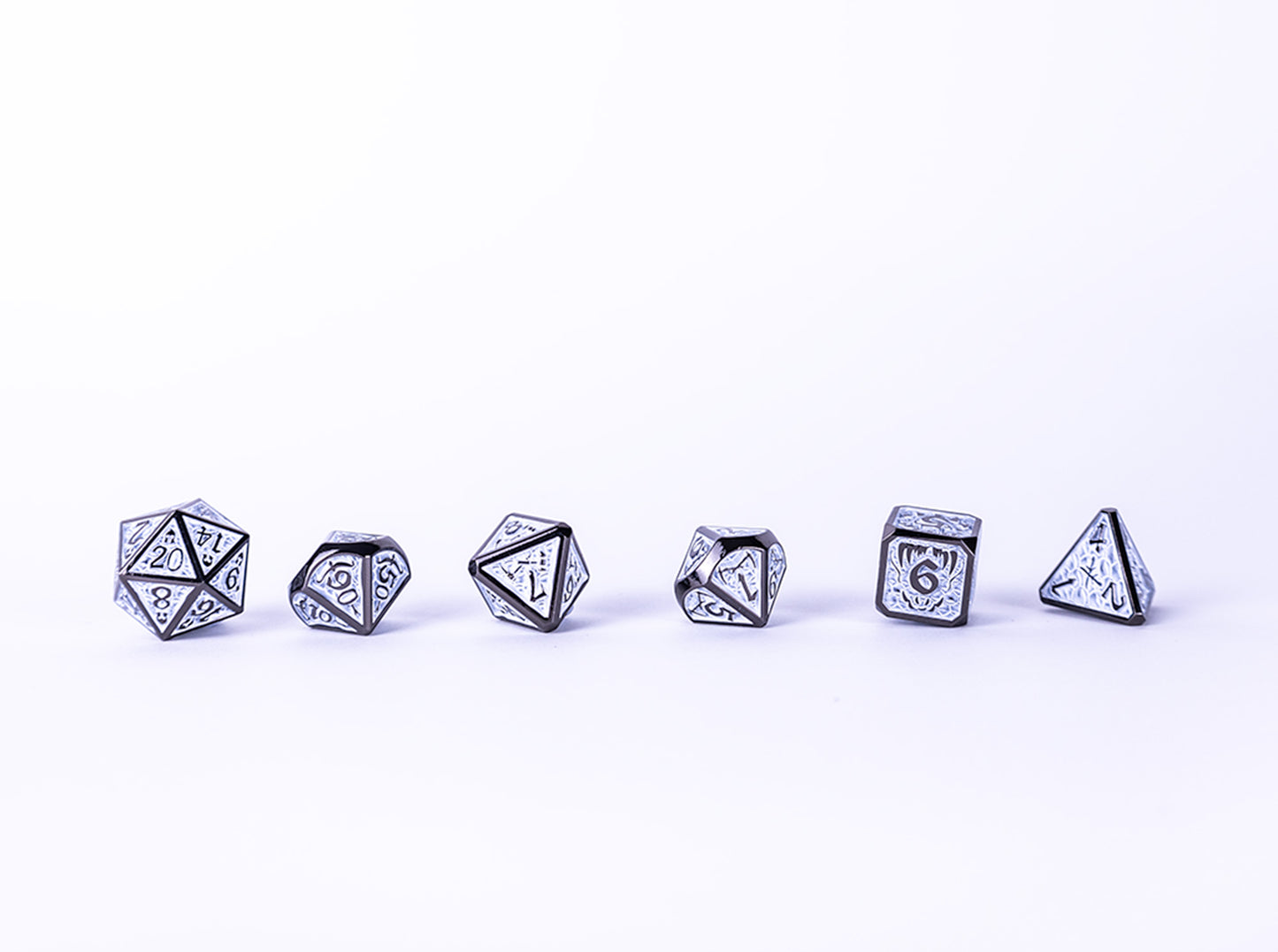 LPG Dice Set - Metal RPG Draco Dark Light Blue/Silver - Good Games