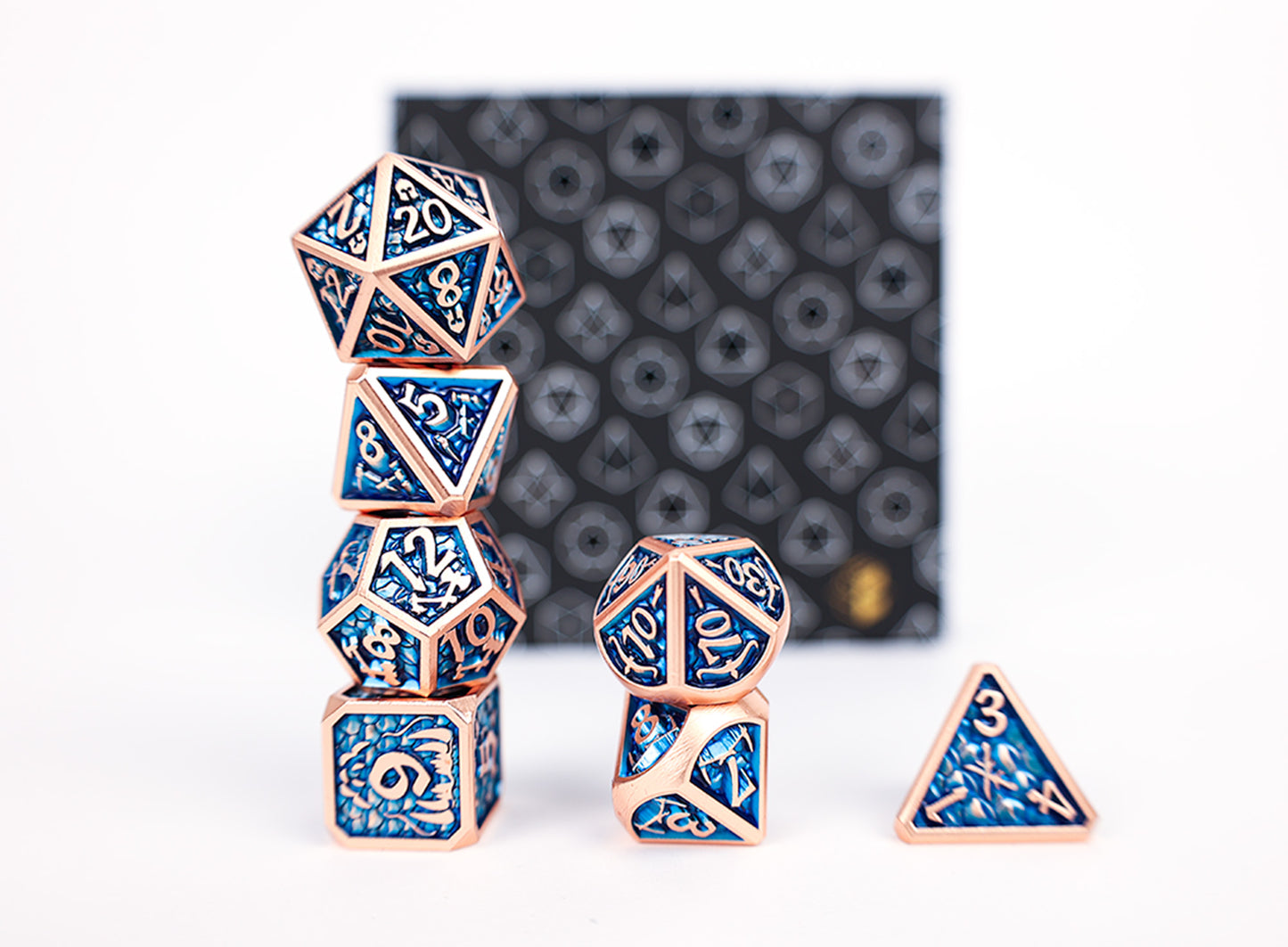 LPG Dice Set - Metal RPG Draco Dark Blue/Brass - Good Games