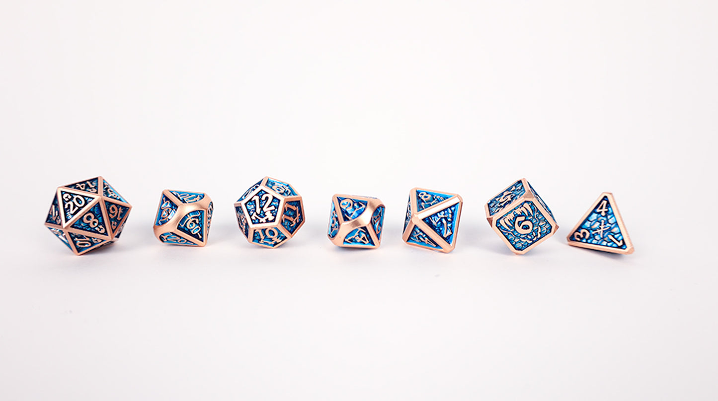 LPG Dice Set - Metal RPG Draco Dark Blue/Brass - Good Games