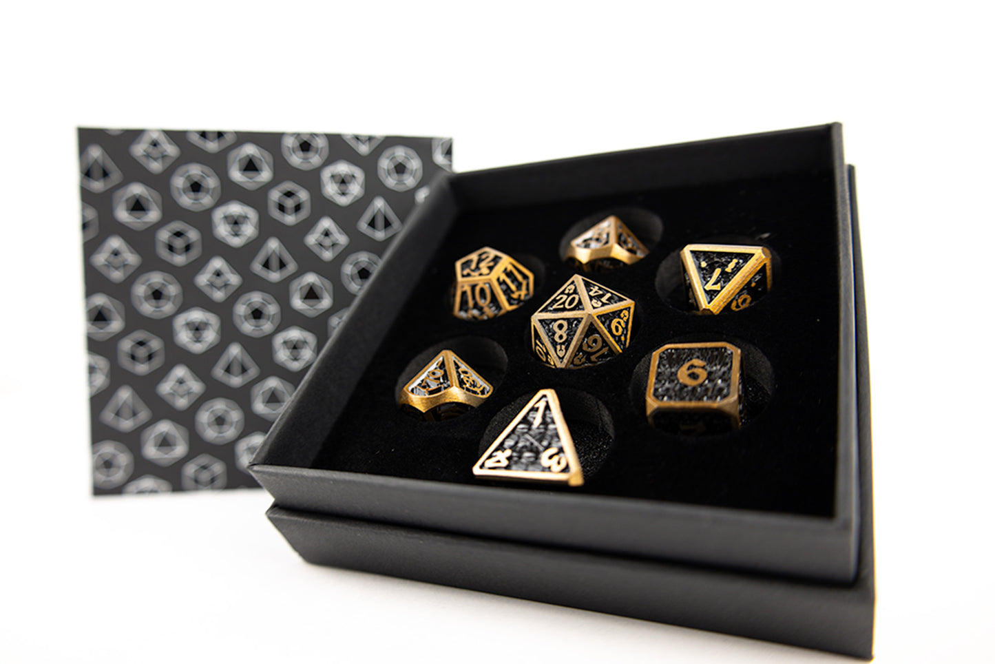 LPG Dice Set - Metal RPG Draco Dark Black/Gold - Good Games