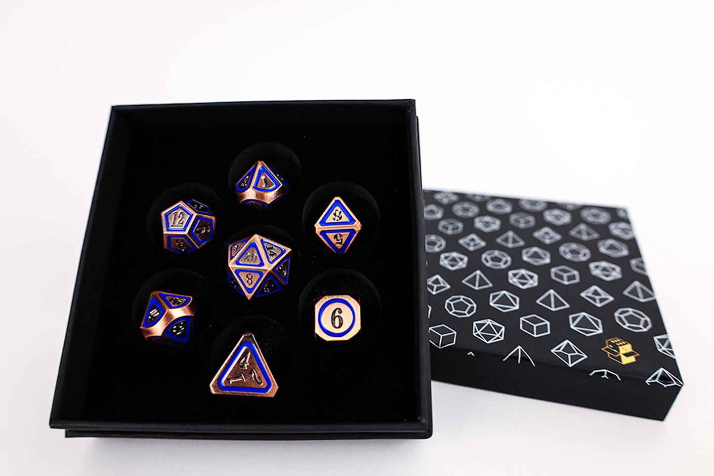 LPG Dice Set - Metal RPG Concentric Blue/Black/Brass - Good Games