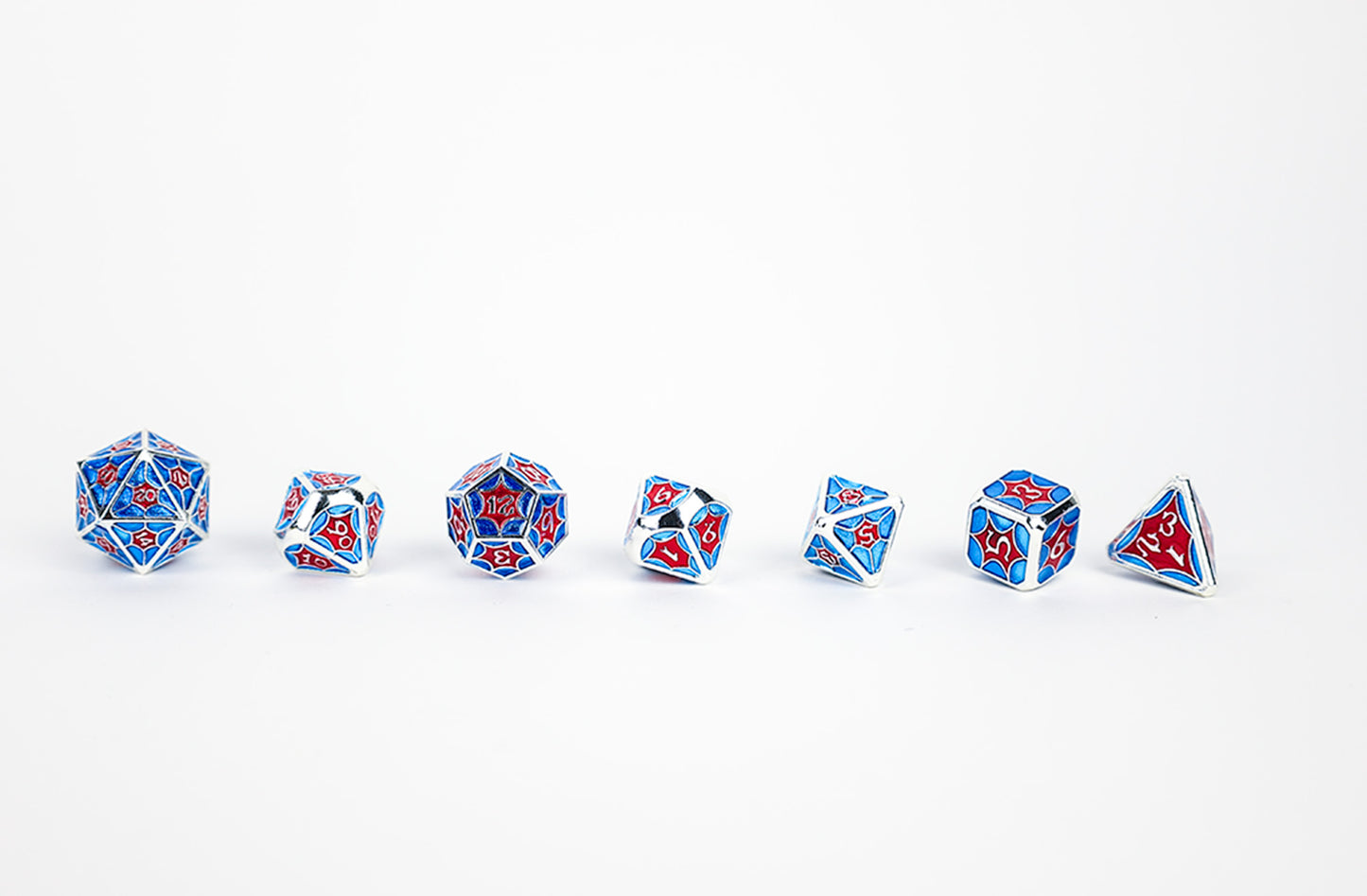 LPG Dice Set - Metal RPG Leadlight Red/Blue/Silver - Good Games