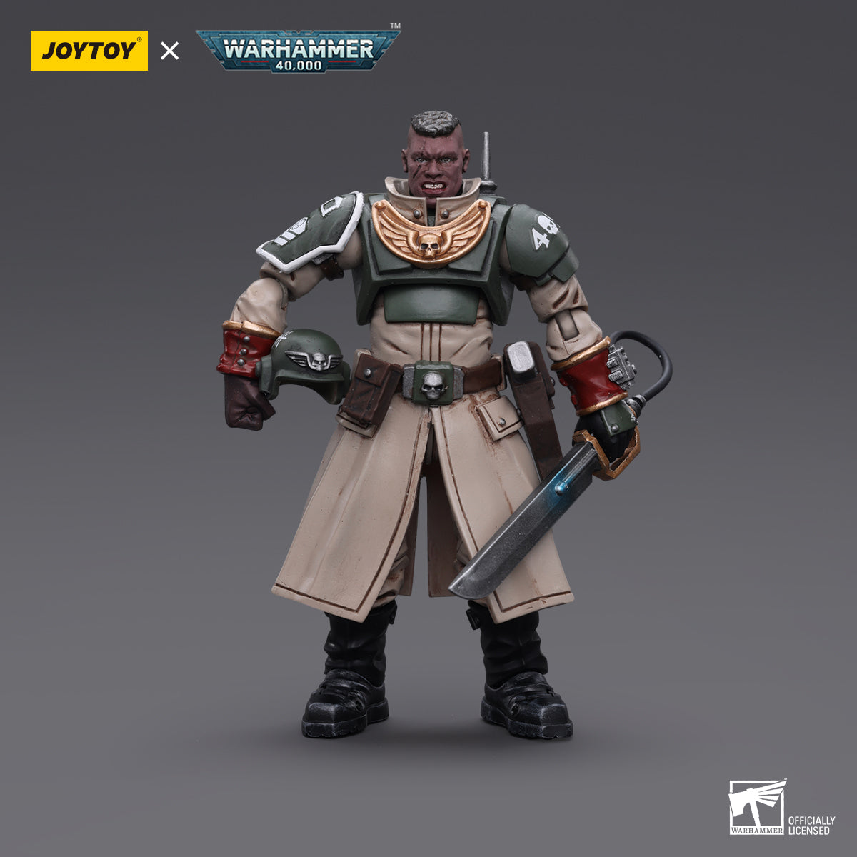Warhammer Collectibles: 1/18 Scale Astra Militarum Cadian Command Squad Commander with Power Sword - Good Games