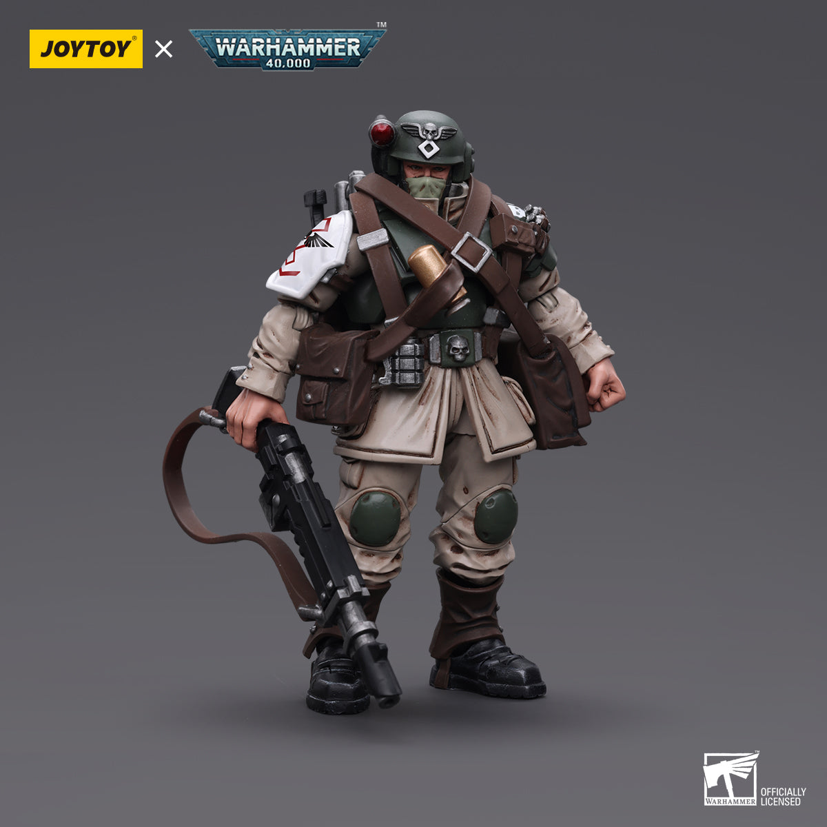 Warhammer Collectibles: 1/18 Scale Astra Militarum Cadian Command Squad Veteran with Medi-pack - Good Games