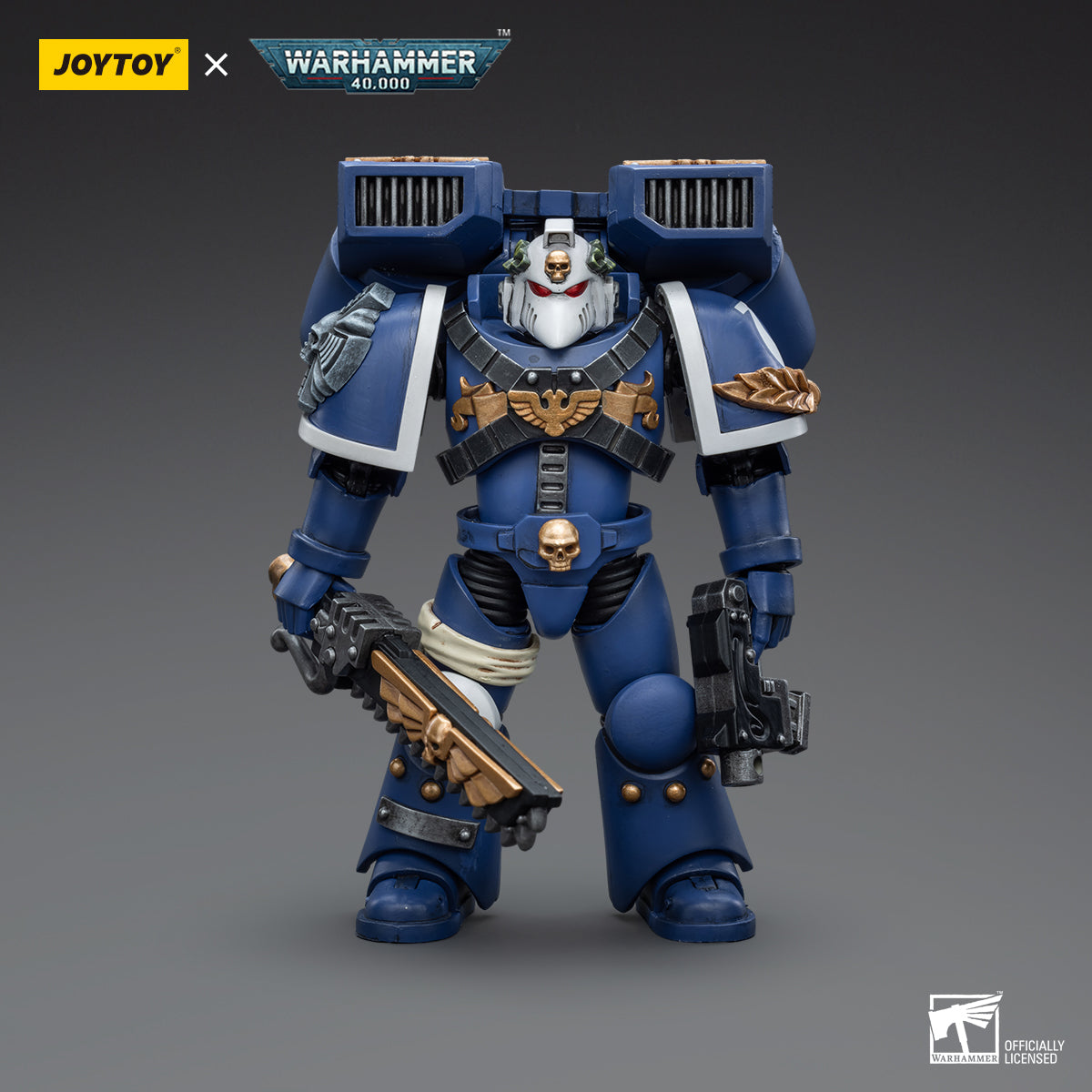 Warhammer Collectibles: 1/18 Scale Ultramarines Vanguard Veteran with Chainsword and Bolt Pistol - Good Games