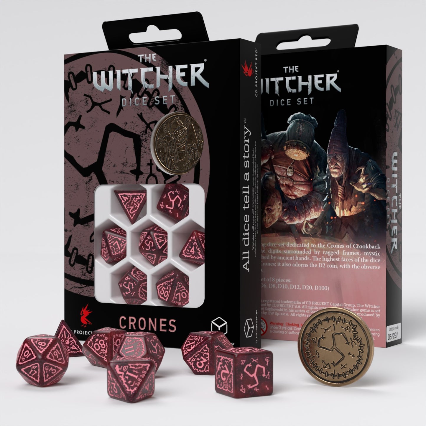 Q Workshop - The Witcher Dice Set Crones - Whispess Dice Set 7 With Coin - Good Games