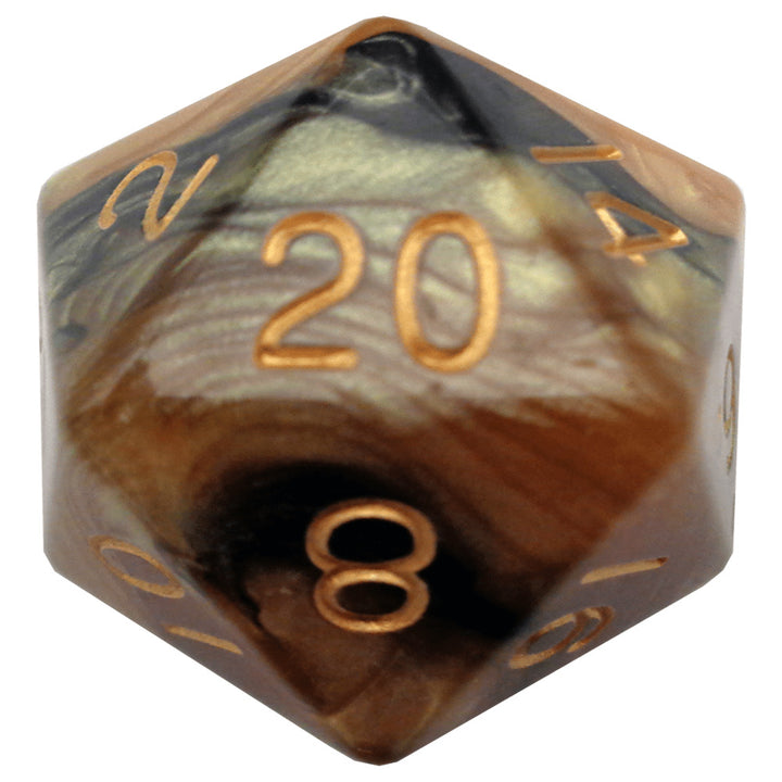 Metallic Dice Games Acrylic d20 Dice: Black/Yellow w/ Gold Numbers - Good Games