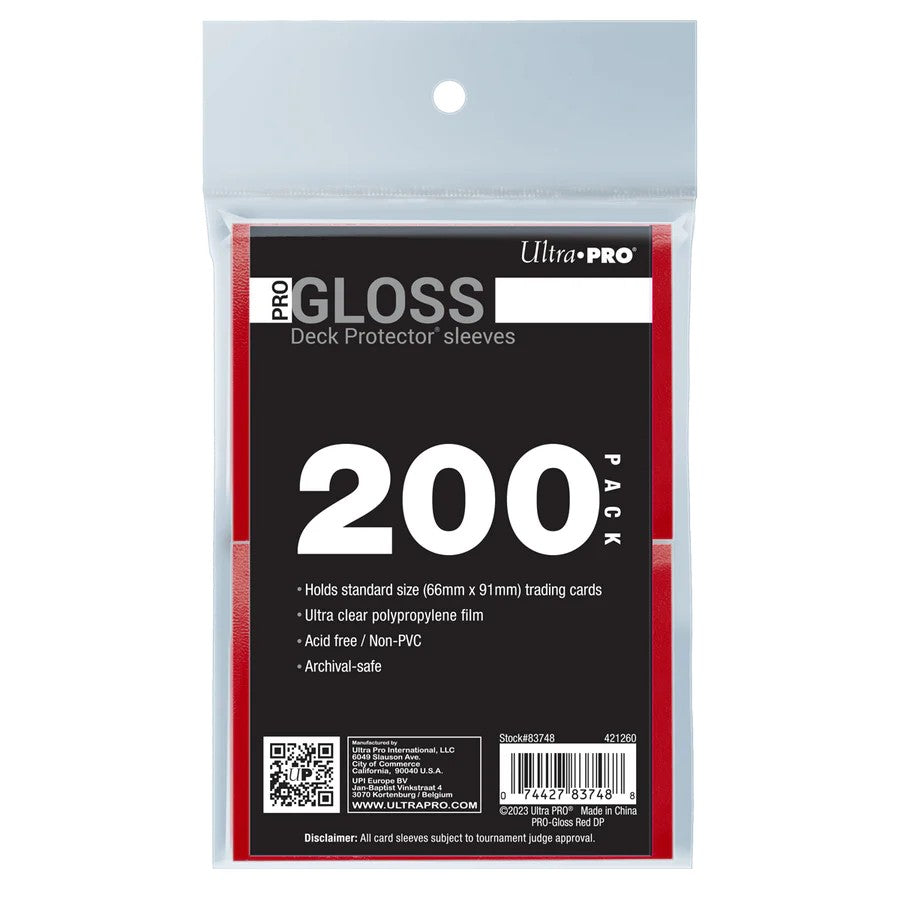 Ultra Pro: PRO-Gloss Standard Deck Protector Sleeves 200ct Bundle - Red