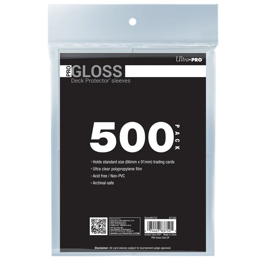Ultra Pro: PRO-Gloss Standard Deck Protector Sleeves 500ct Bundle - Clear