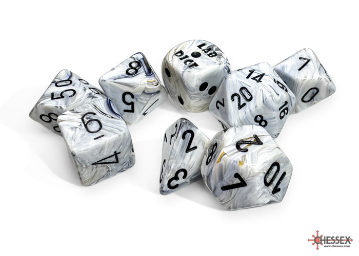 Chessex Marble Calcite/blue Polyhedral 7-Dice Set (with bonus die) CHX 30067 - Good Games