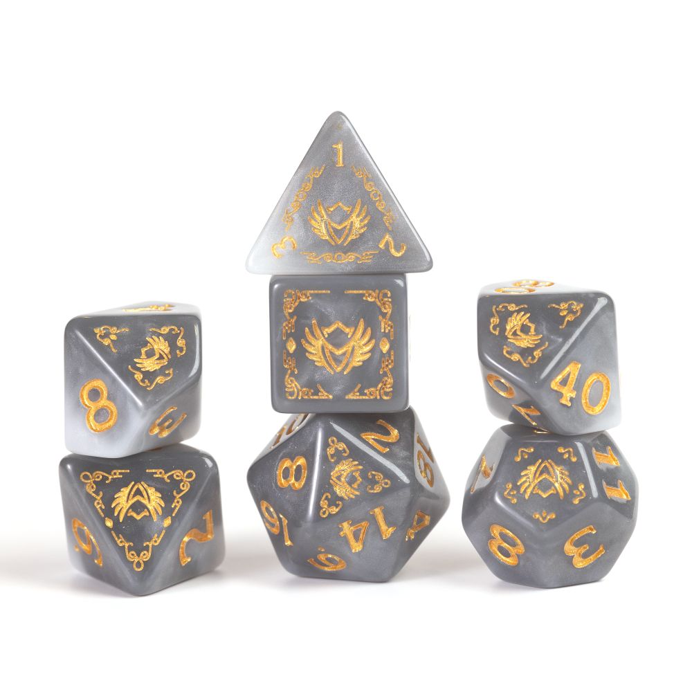 Sirius Dice - Dungeons & Dragons Adventure Dice - Paladin - White / Grey - Good Games