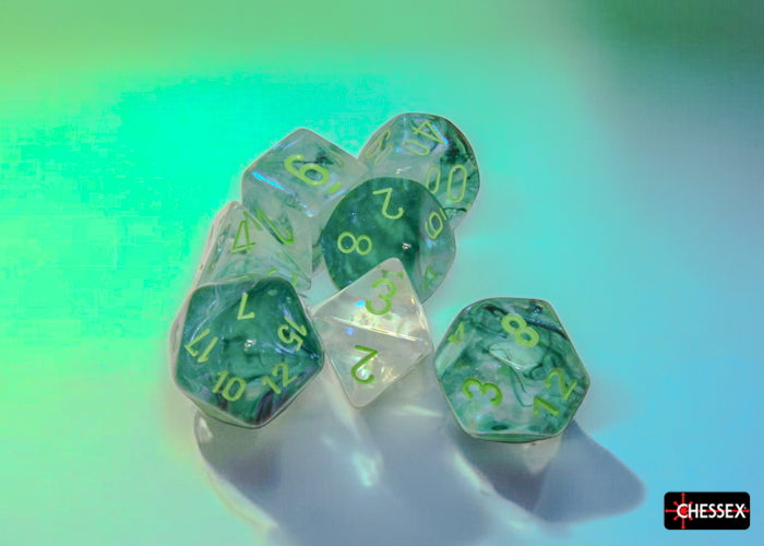 Chessex - CHX 27595 Borealis Kelp/light green Luminary Polyhedral 7-Dice Set (Preorder) - Good Games