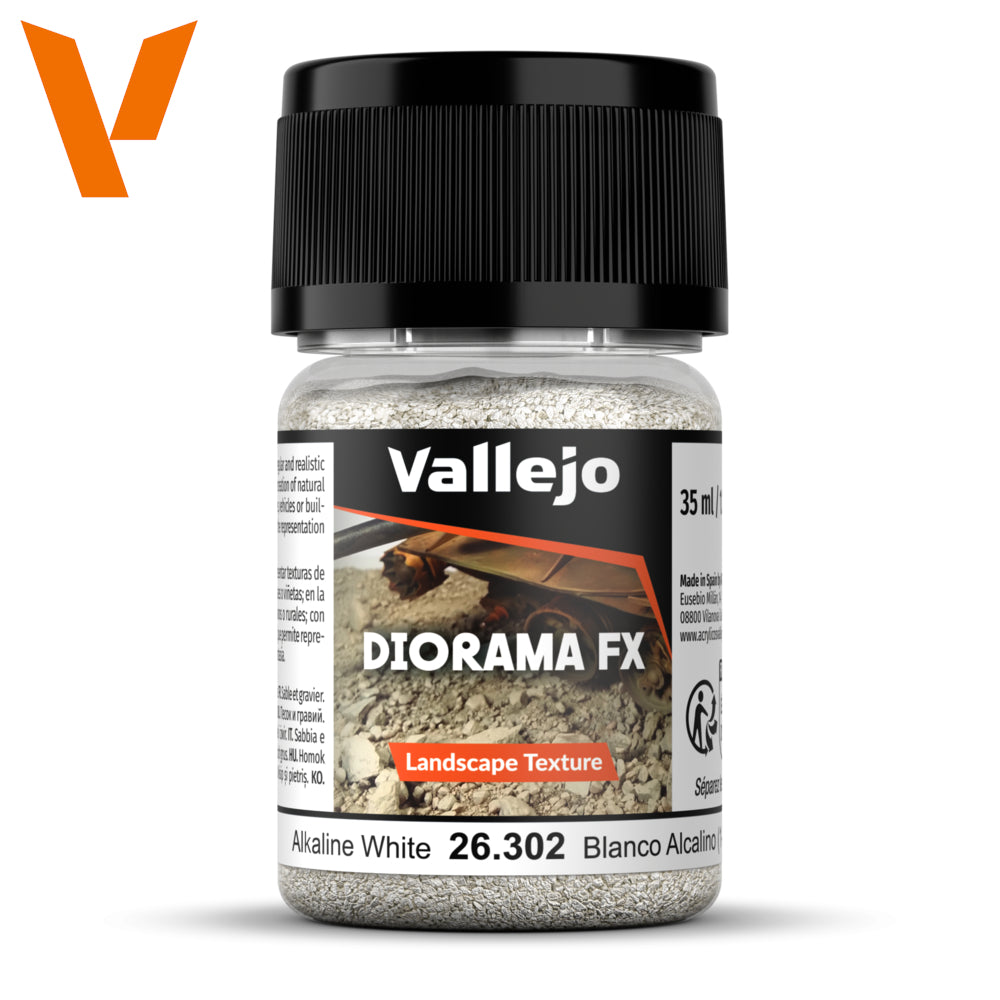 A clear jar with a black lid contains white granular diorama effects landscape texture and a label with text and an example image