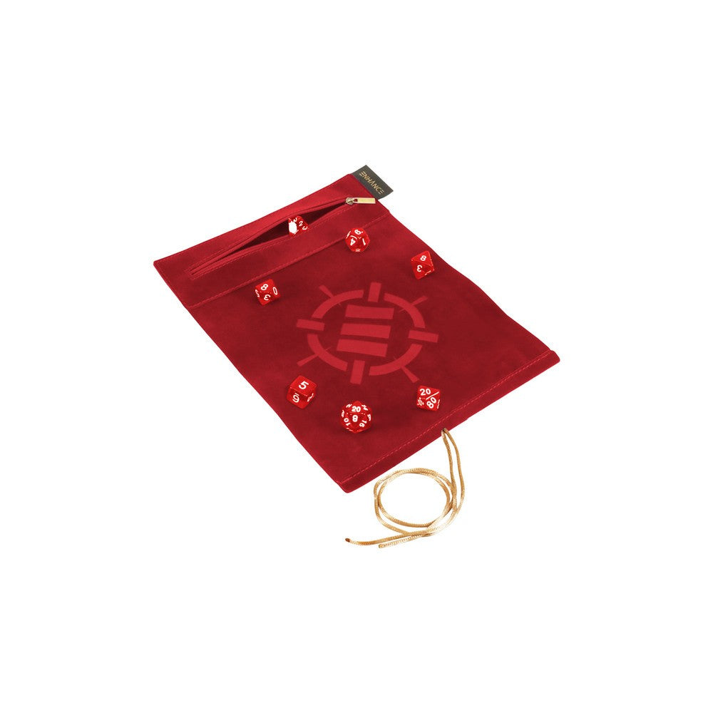 Enhance Roll on a Scroll Dice Case and 7 Piece Acrylic Dice Set - Red