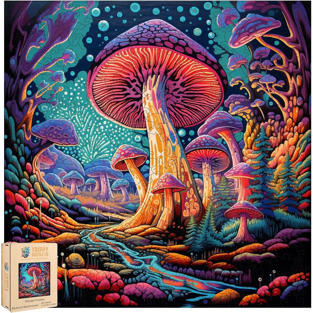 Trippy Puzzles - 300 Piece Wood Jigsaw Mystical Mushrooms
