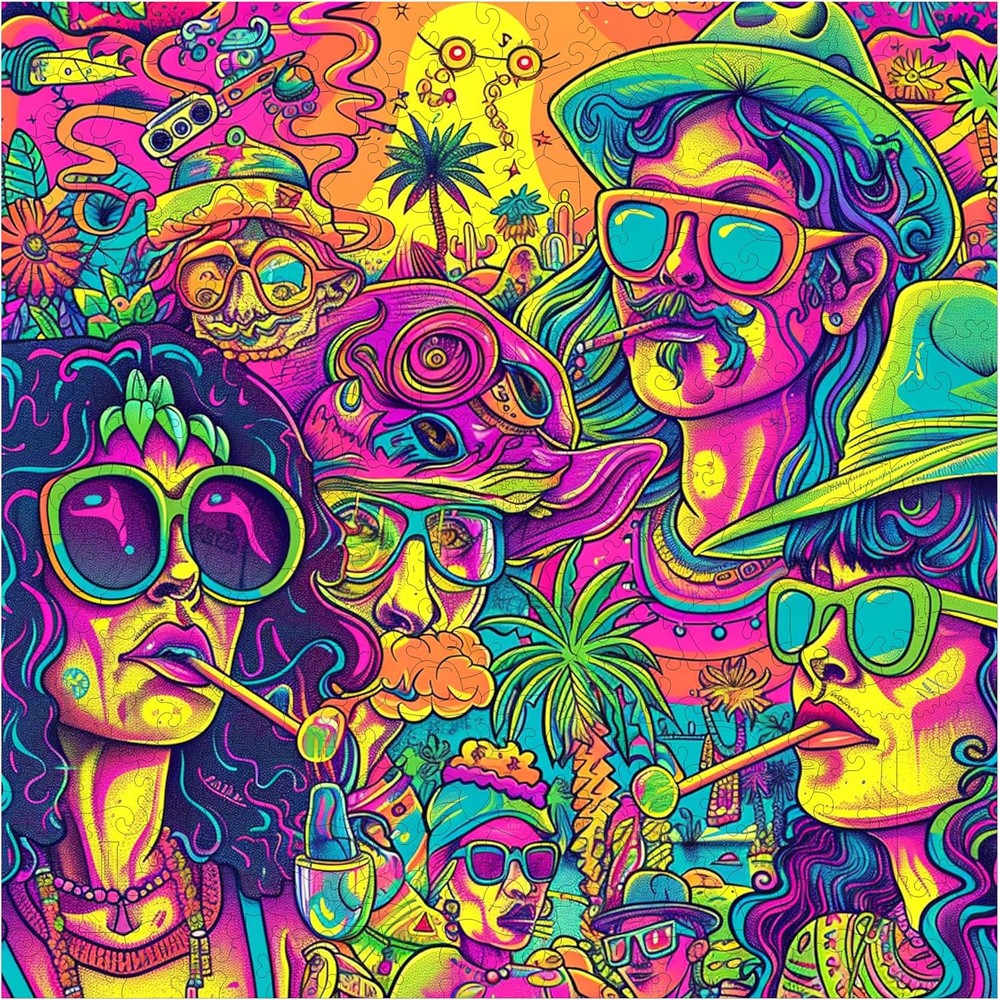 Trippy Puzzles - 300 Piece Wood Jigsaw Groovy Gathering