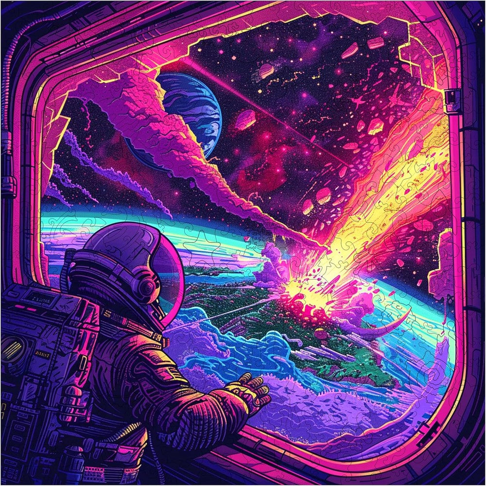 Trippy Puzzles - 300 Piece Wood Jigsaw Cosmic Collision