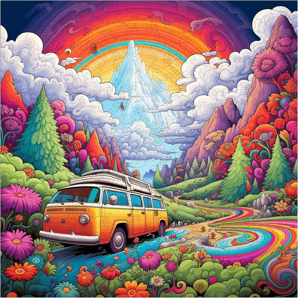 Trippy Puzzles - 300 Piece Wood Jigsaw Happy Highway