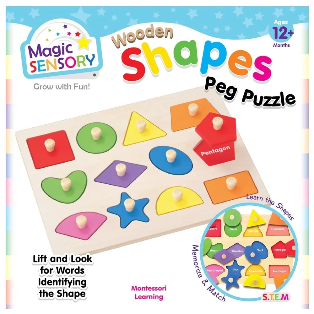 BMS Wooden Shapes Peg Puzzle