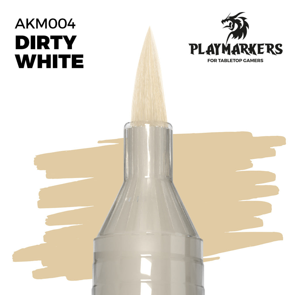 Dirty White marker tip and paint swatch, Playmakers hobby paint for tabletop gamers