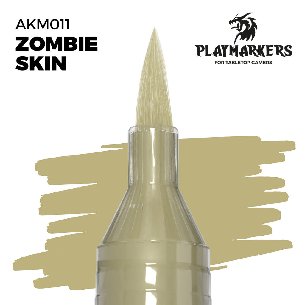 Zombie Skin marker tip and paint swatch, Playmakers hobby paint for tabletop gamers