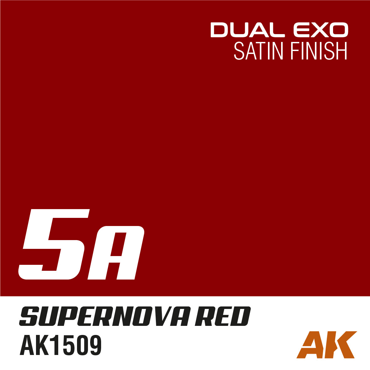 Dark red paint swatch for AK's Supernova Red (AK1509), Satin Finish, labeled 5A