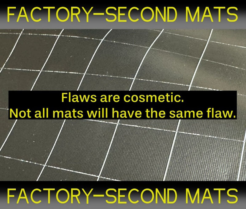 Dark gray factory-second mat with white grid, ribbed texture