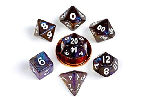 Metallic Dice Games - 4175 Stardust Galaxy 10mm Polyhedral Dice Set - Good Games