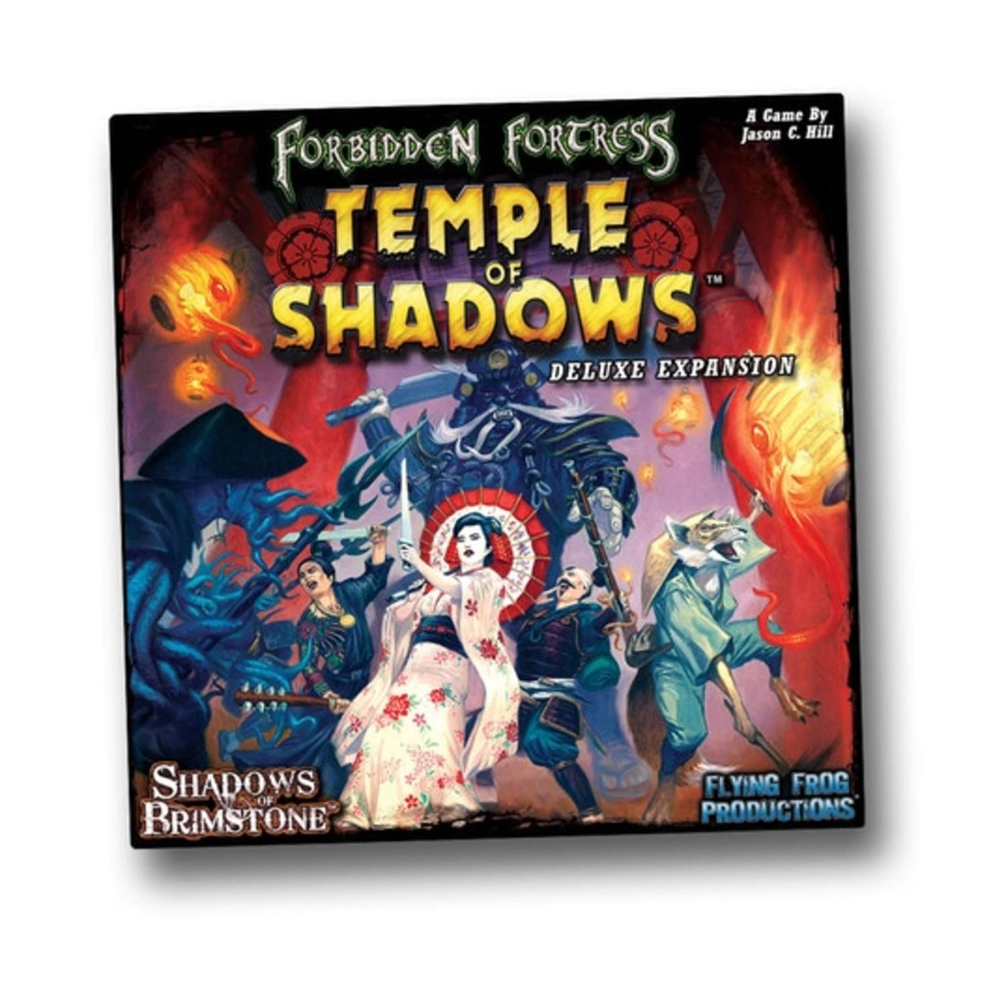 Forbidden Fortress Temple of Shadows Deluxe Expansion box art: diverse fantasy characters, including a swordswoman, in action