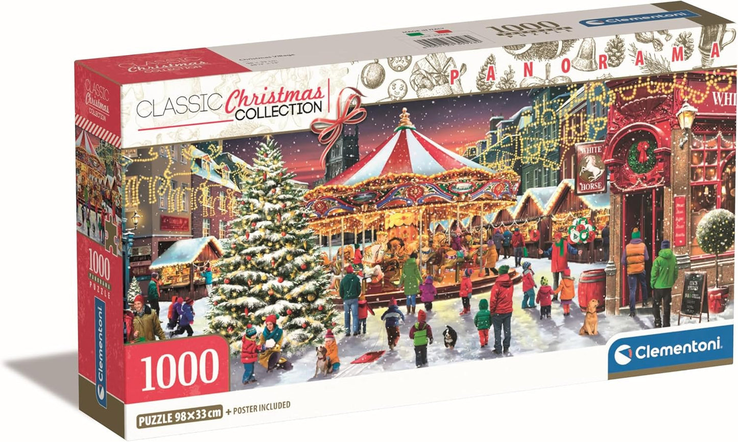 Clementoni Classic Christmas Village - 1000 piece Panorama Puzzle with Poster