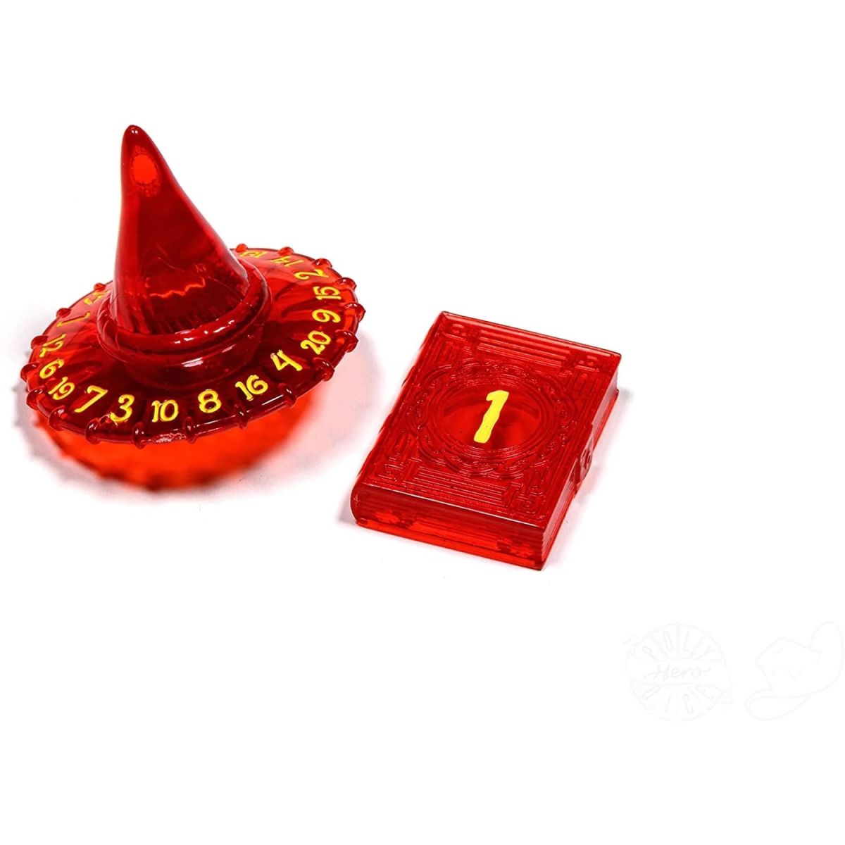 PolyHero Dice - Wizard d20 Wizard Hat and d2 Spellbook in Smoldering Ember - Good Games