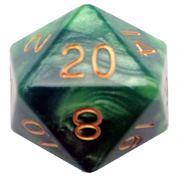 Metallic Dice Games Acrylic d20 Dice: Green/Light Green w/ Gold Numbers - Good Games